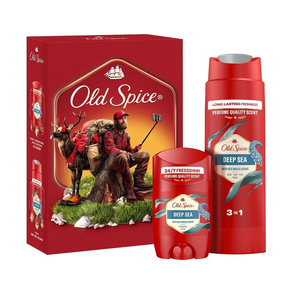 Уцінка! Чоловічий подарунковий набір Old Spice Deep Sea Outdoor Explorer (дезодорант-стік, 50 мл + гель для душу, 250 мл)